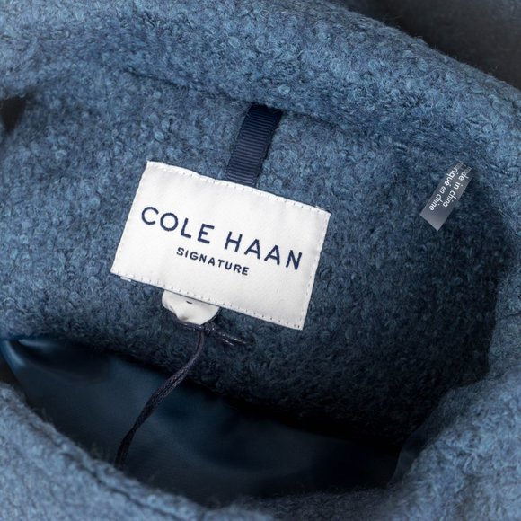 NWT 🌟Host pick🌟Cole Haan Blue Wool-Blend Tie-Waist Hooded Coat - sz 8 - Picture 5 of 5